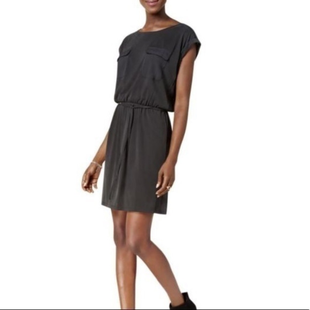 Bar III Tie Front Cuffed Sleeves Sheath Mini Dress